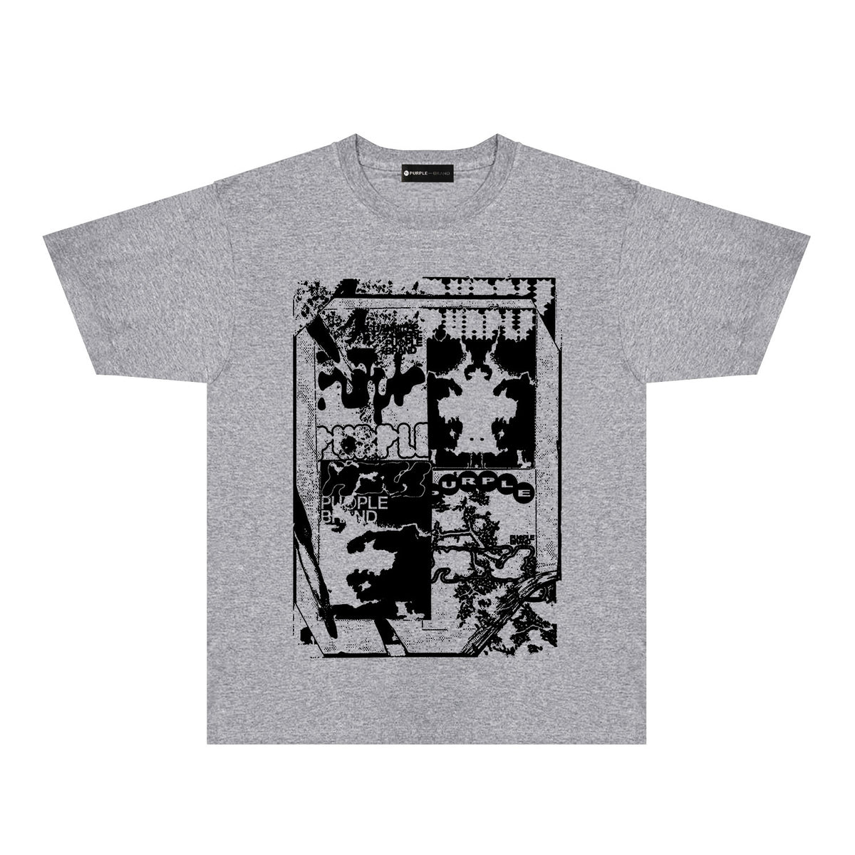 Purple Graffiti Maze Graphic T-Shirt Short Sleeve Casual Streetwear Tee PUR153