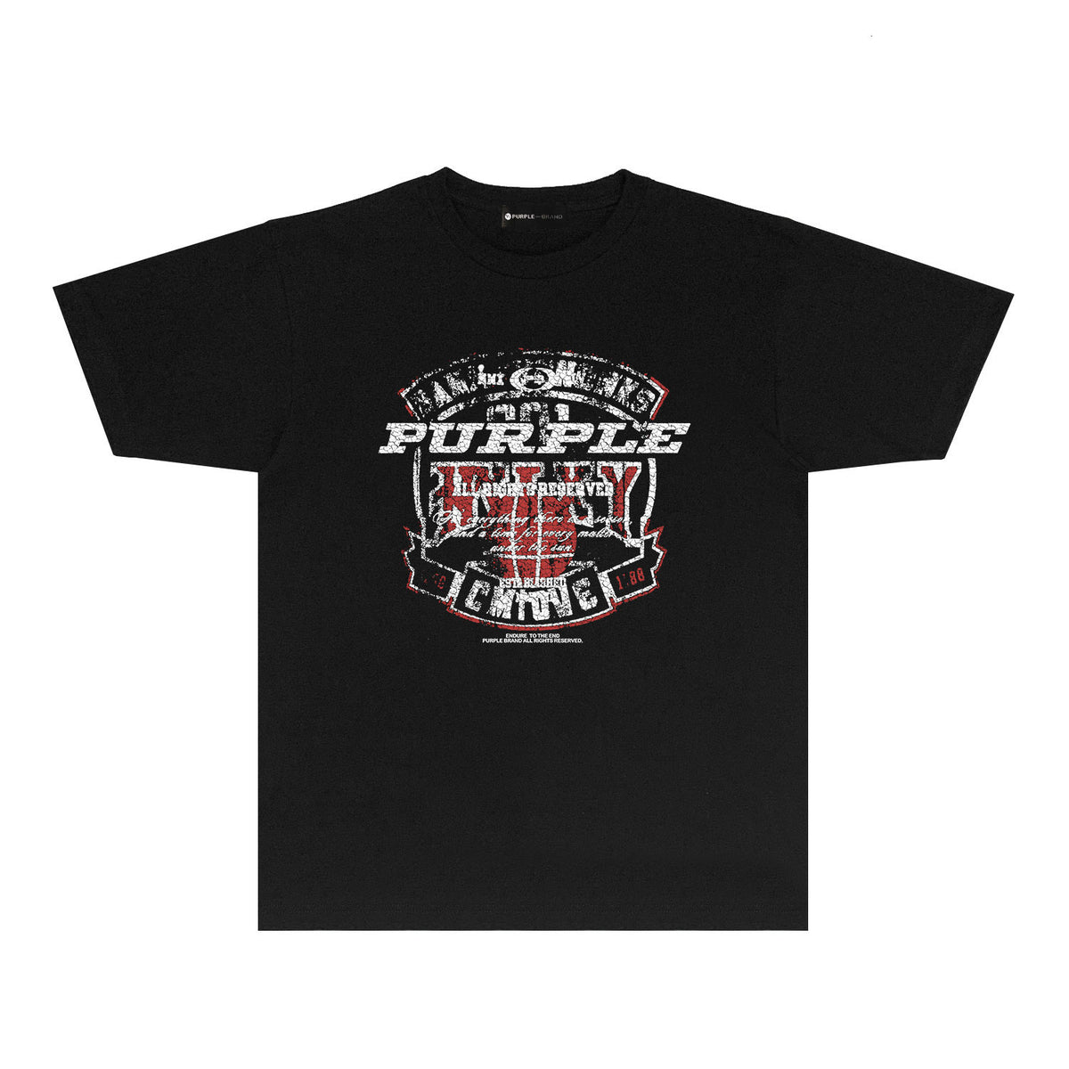 Purple Cracked Shield Graphic T-Shirt Short Sleeve Casual Streetwear Tee PUR156
