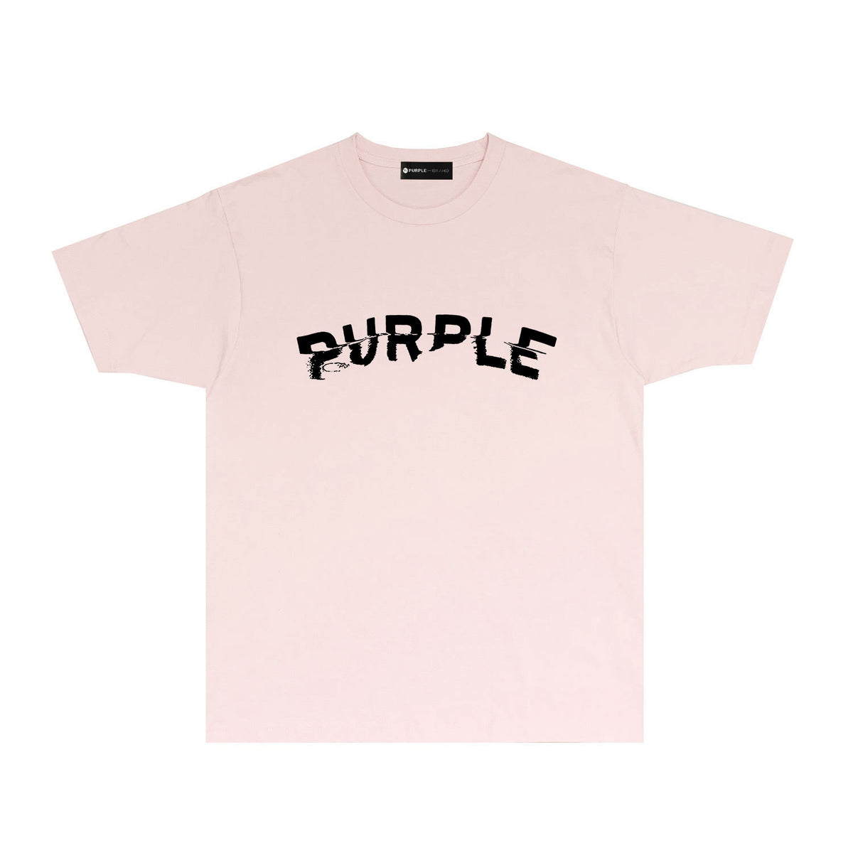 Purple Distorted Paint Splash Typography Graphic T-Shirt Short Sleeve Casual Streetwear Tee PUR162