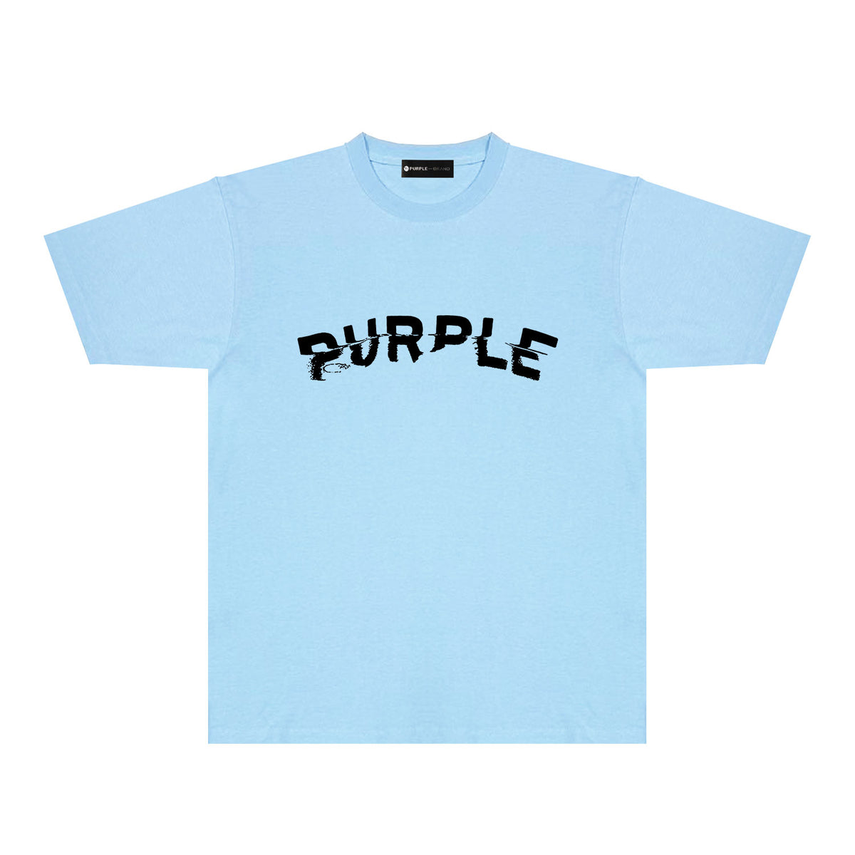 Purple Distorted Paint Splash Typography Graphic T-Shirt Short Sleeve Casual Streetwear Tee PUR162