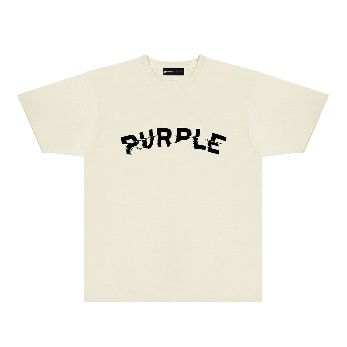 Purple Distorted Paint Splash Typography Graphic T-Shirt Short Sleeve Casual Streetwear Tee PUR162