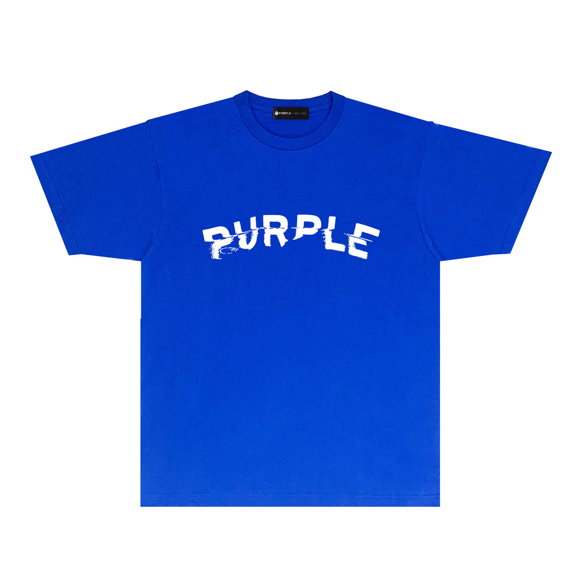 Purple Distorted Paint Splash Typography Graphic T-Shirt Short Sleeve Casual Streetwear Tee PUR162