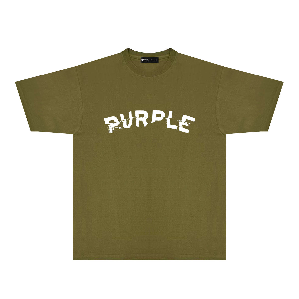 Purple Distorted Paint Splash Typography Graphic T-Shirt Short Sleeve Casual Streetwear Tee PUR162