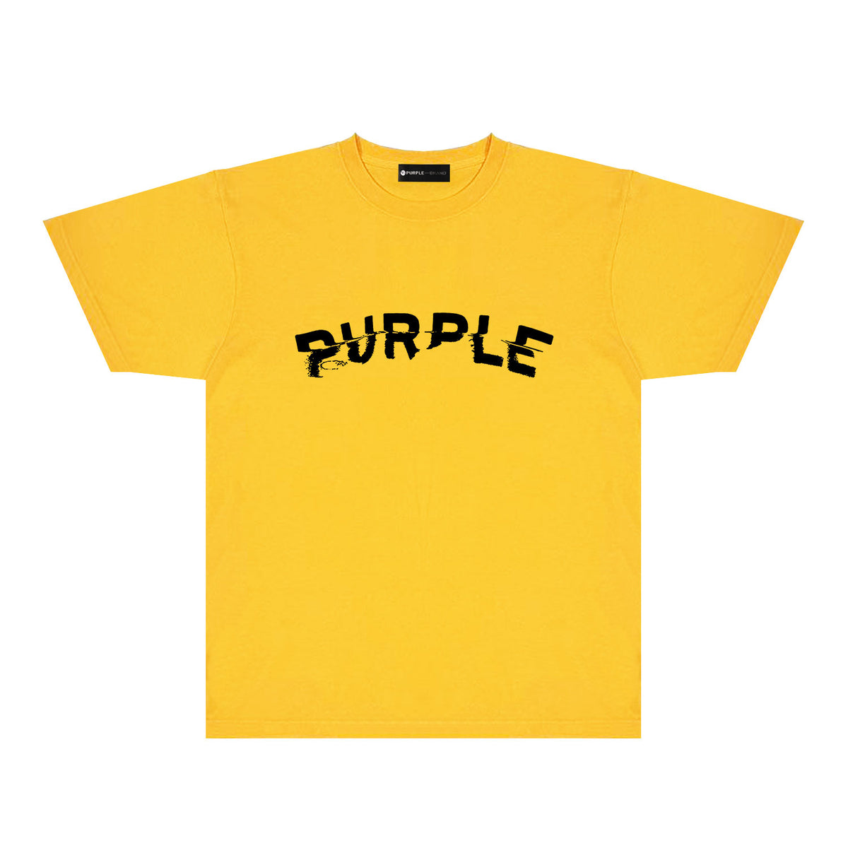 Purple Distorted Paint Splash Typography Graphic T-Shirt Short Sleeve Casual Streetwear Tee PUR162