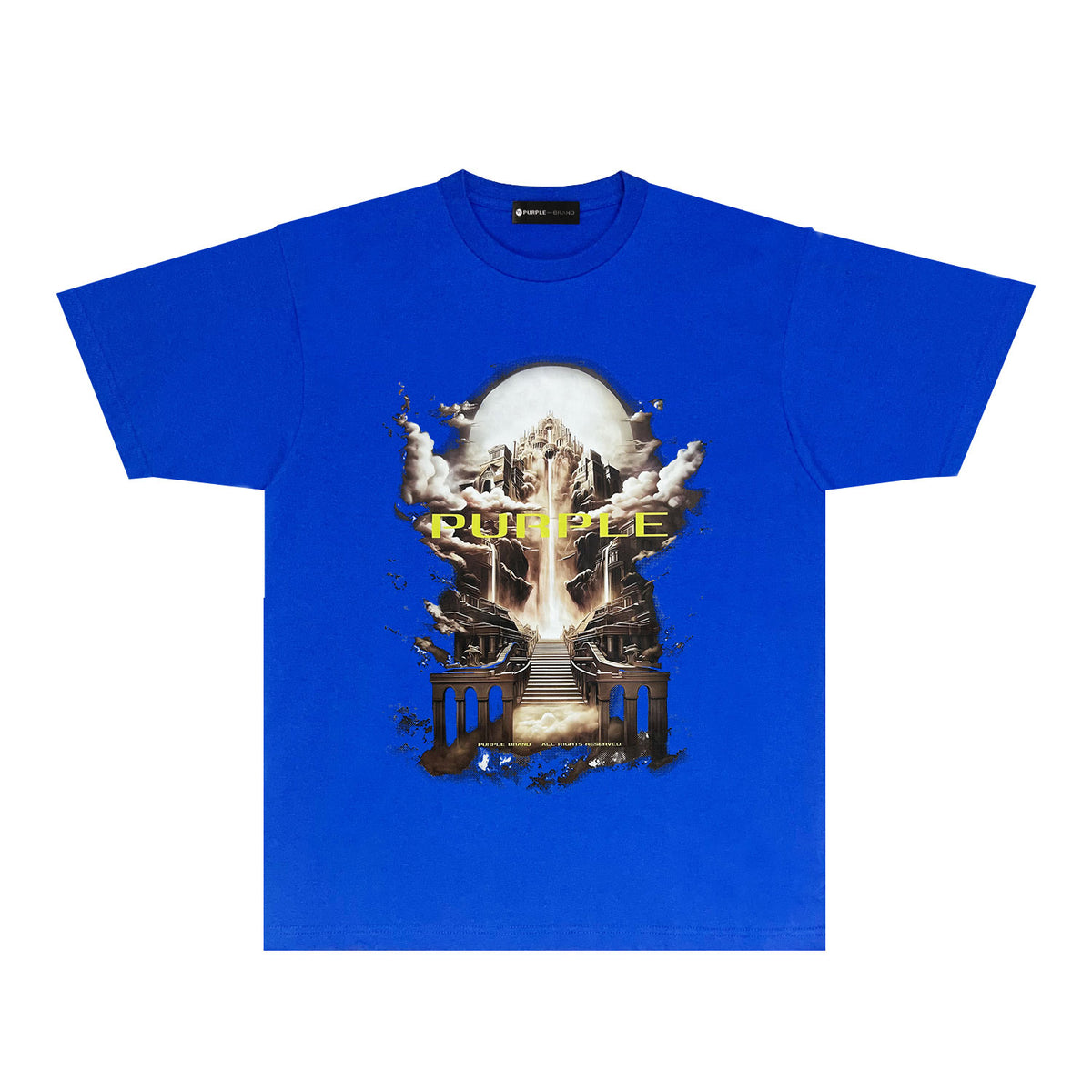 Purple Skyline Castle Graphic T-Shirt Short Sleeve Casual Streetwear Tee PUR163