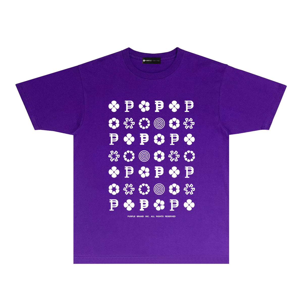 Purple Multi Small Logo Graphic T-Shirt Short Sleeve Casual Streetwear Tee PUR164