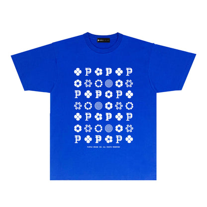 Purple Multi Small Logo Graphic T-Shirt Short Sleeve Casual Streetwear Tee PUR164