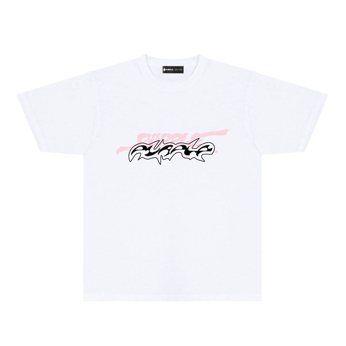 Purple Cracked Abstract Letter Graphic T-Shirt Short Sleeve Casual Streetwear Tee PUR166