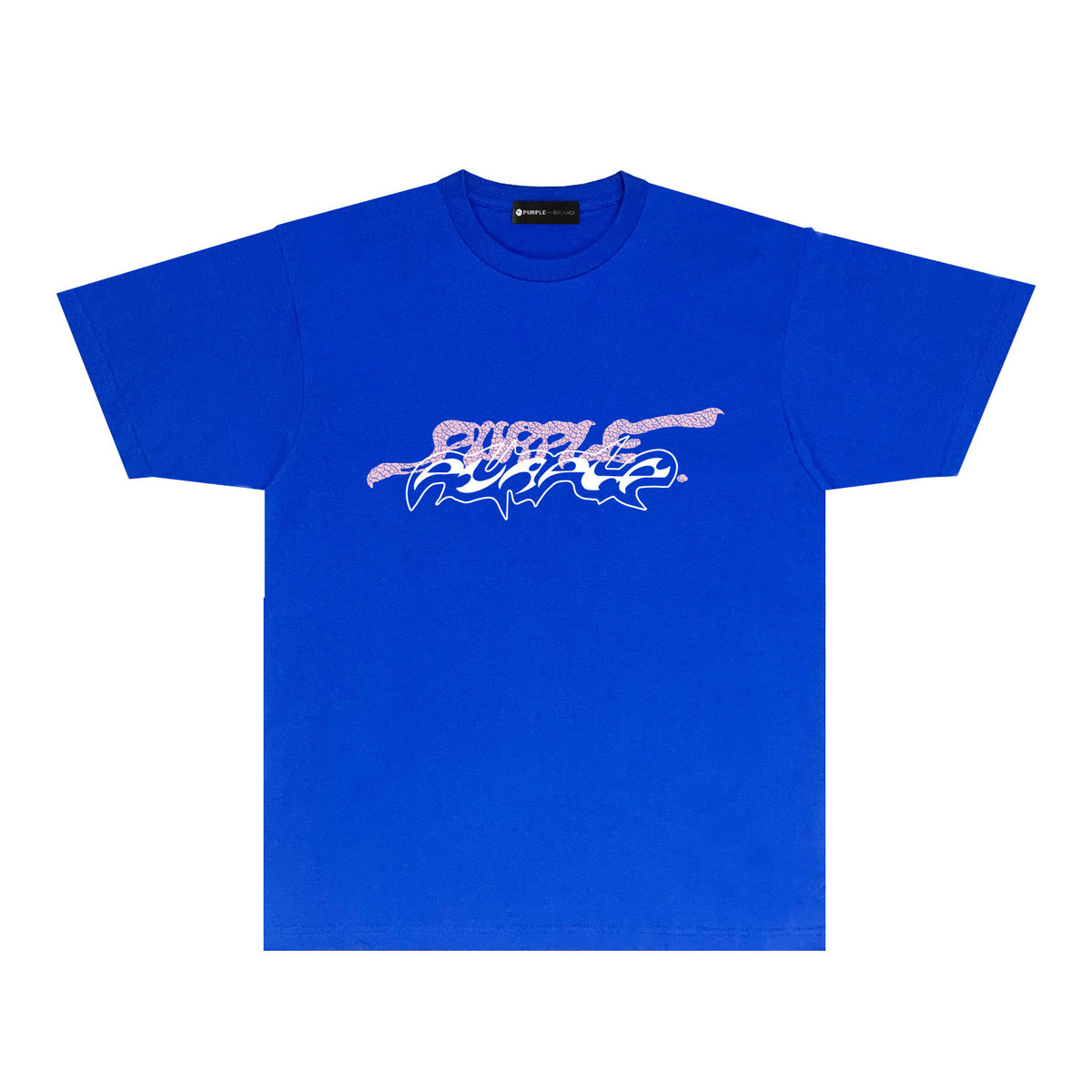 Purple Cracked Abstract Letter Graphic T-Shirt Short Sleeve Casual Streetwear Tee PUR166