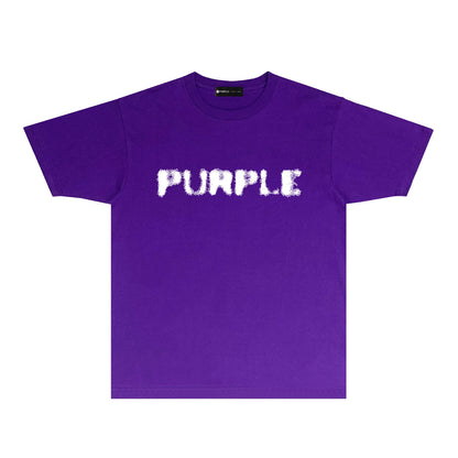 Purple Blurred Logo Graphic T-Shirt Short Sleeve Casual Streetwear Tee PUR169