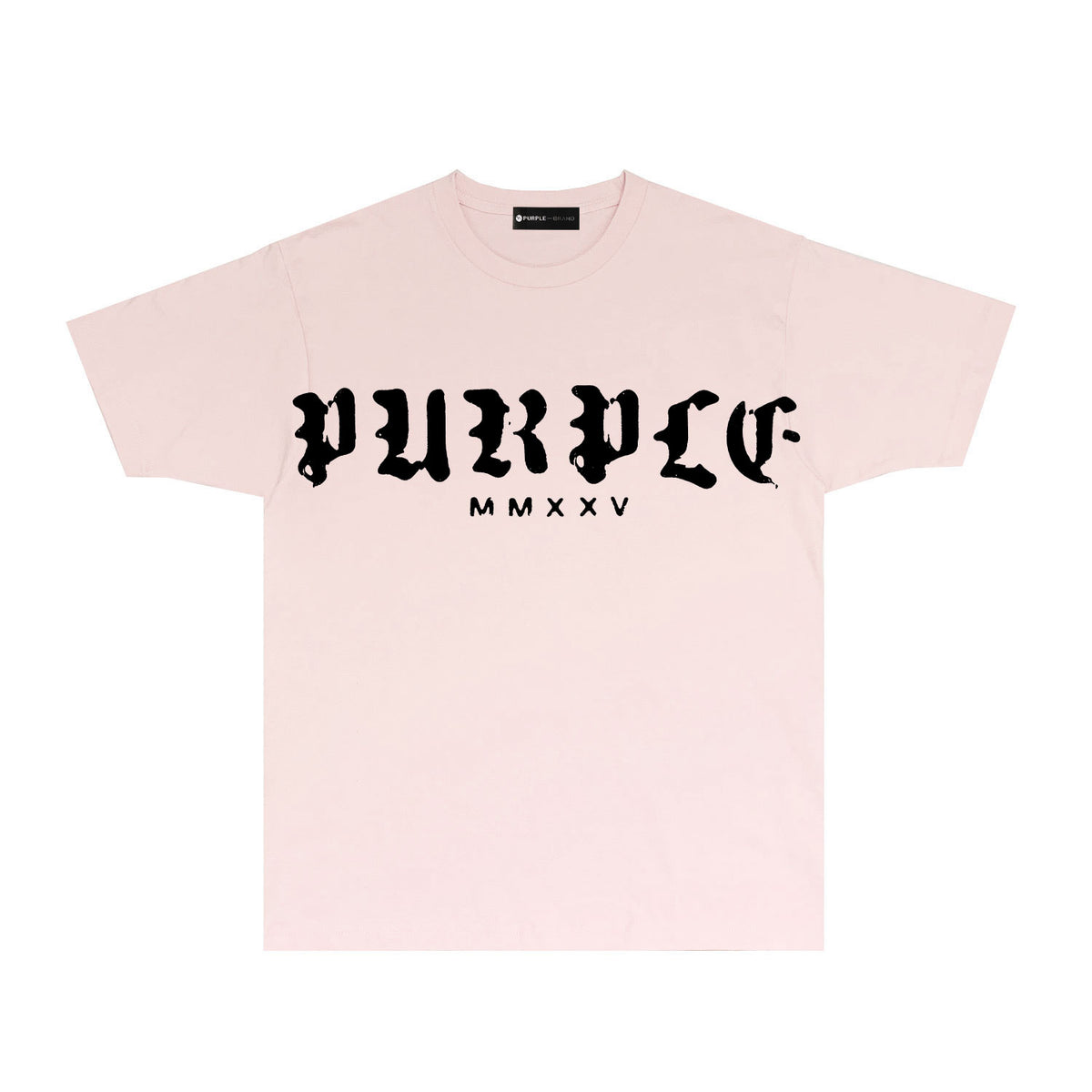 Purple Large Front Letter Graphic T-Shirt Short Sleeve Casual Streetwear Tee PUR170