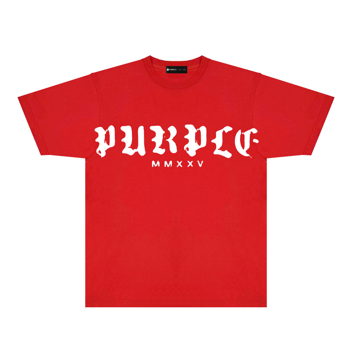 Purple Large Front Letter Graphic T-Shirt Short Sleeve Casual Streetwear Tee PUR170