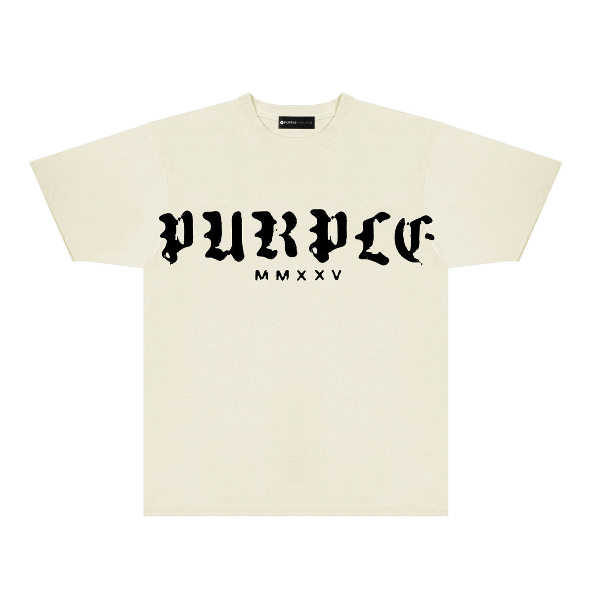 Purple Large Front Letter Graphic T-Shirt Short Sleeve Casual Streetwear Tee PUR170