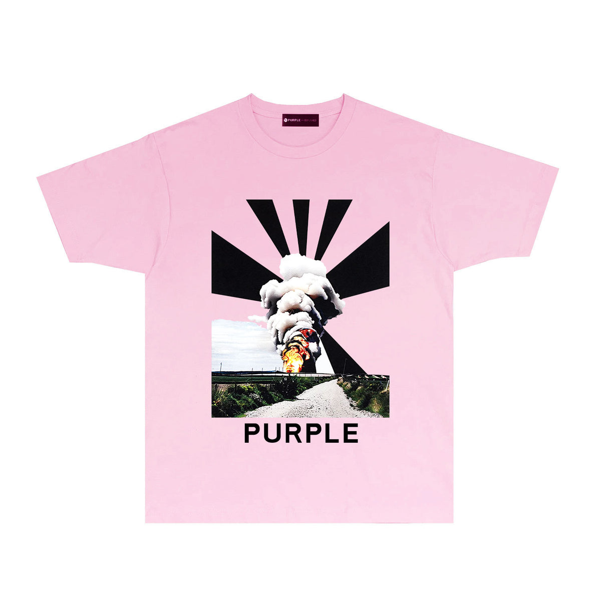 Purple Explosion Graphic T-Shirt Short Sleeve Casual Streetwear Tee PUR179