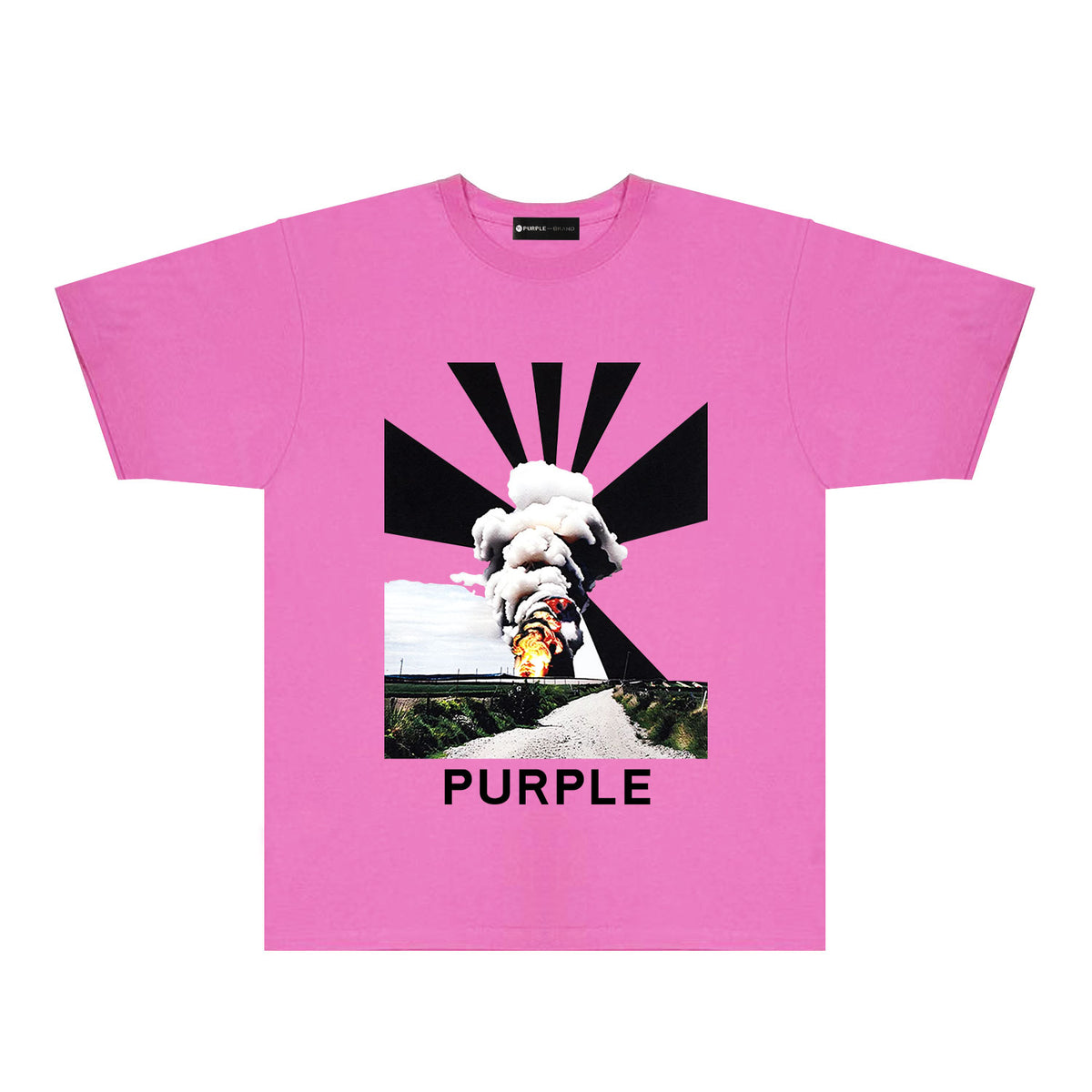 Purple Explosion Graphic T-Shirt Short Sleeve Casual Streetwear Tee PUR179